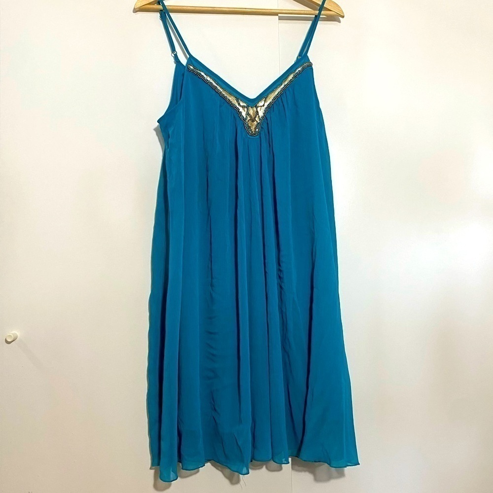 DEX women medium spaghetti strap  flowy dress fairycore bohemian Victorian lined